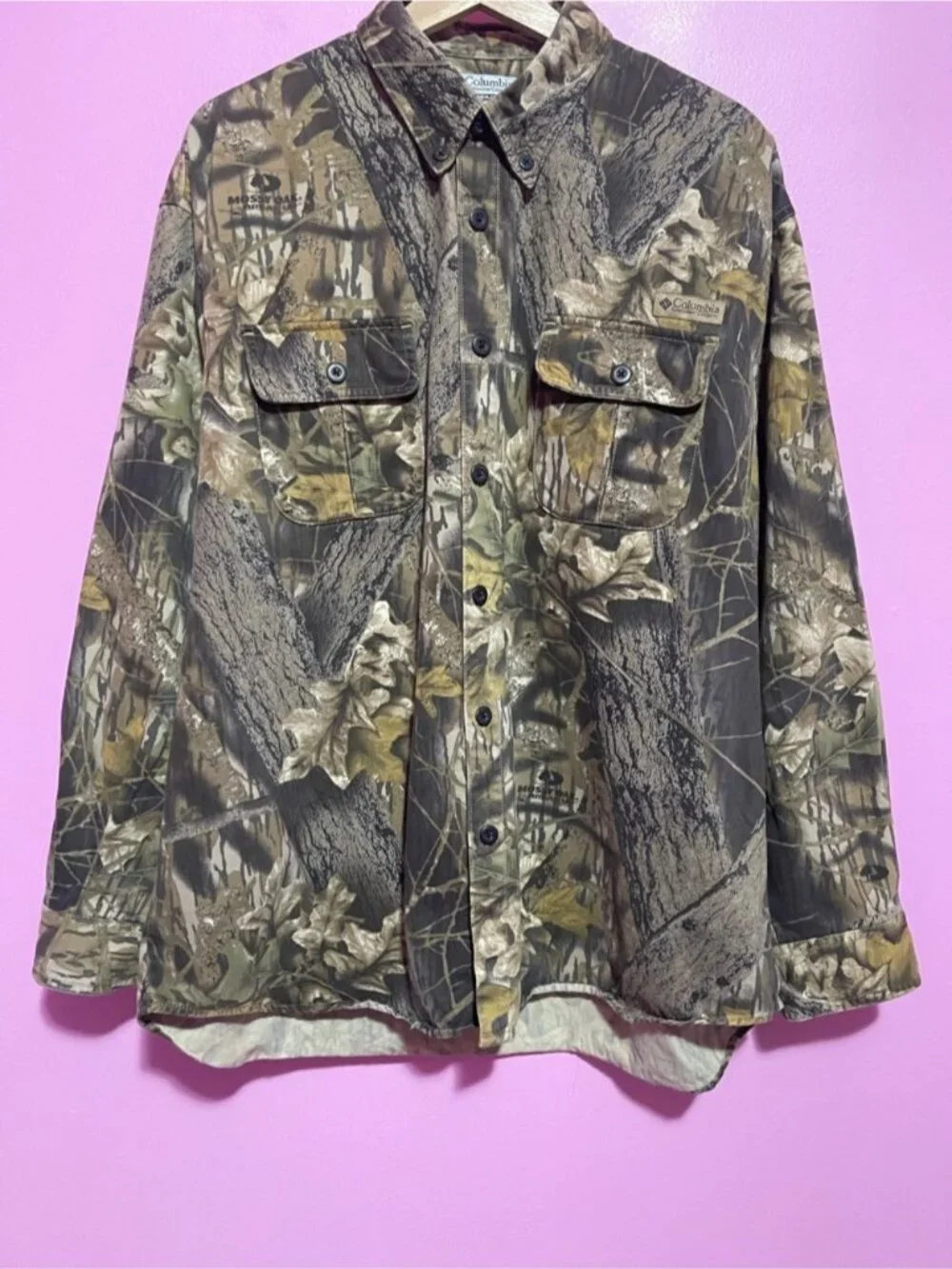Vintage Columbia Mossy Oak Break Up Camo Shirt Button Down‎ Hunting Men’s XL